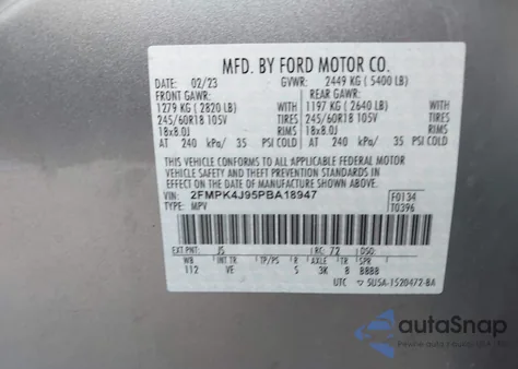 2023 Ford Edge Sel z USA, uszkodzony, nr VIN 2FMPK4J95PBA18947